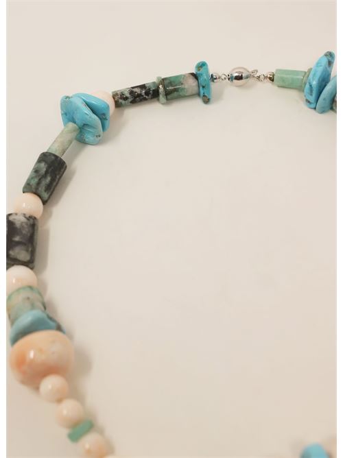necklace in turquoise, pink coral and emerald Don Alfonso Gioielli | AN300MULTI